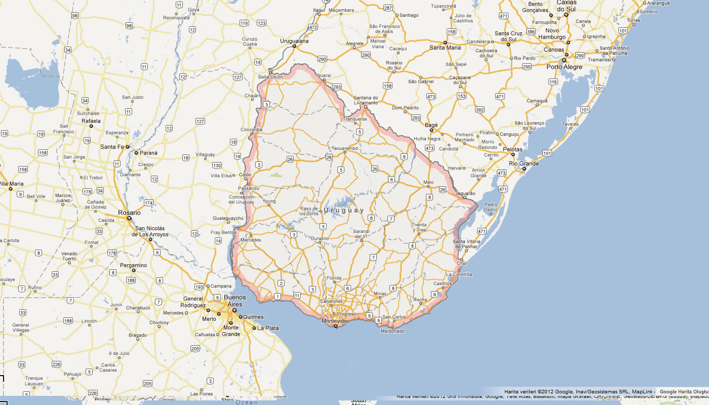 Country Map of Uruguay